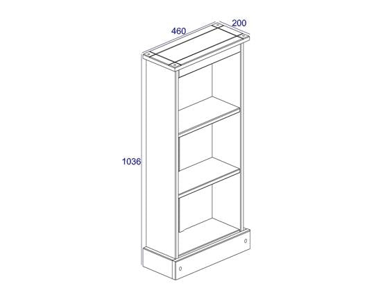 Corona low narrow bookcase