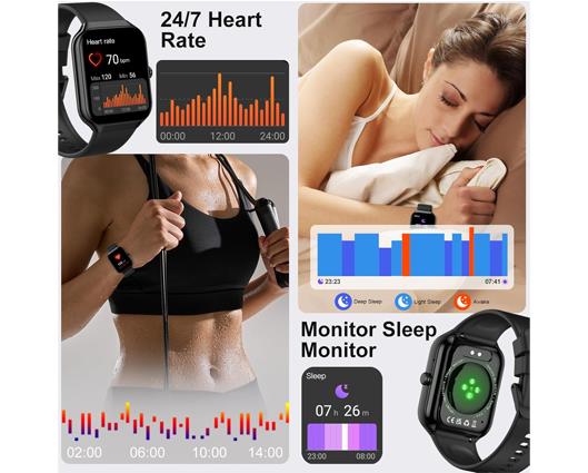 Jugeman Smart Watch & Fitness Tracker for Android/IOS - Black