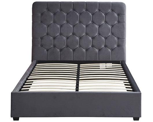 MADISON 4'6" BED - GREY VELVET FABRIC
