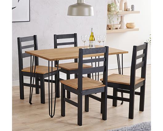 Augusta dining table + 4 chair Set, 1xAGTB2 + 2xCRB107(pairs)