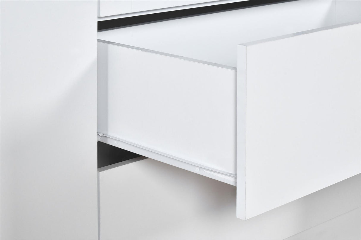 6 Door Wardrobe - White (Chrome Handles)