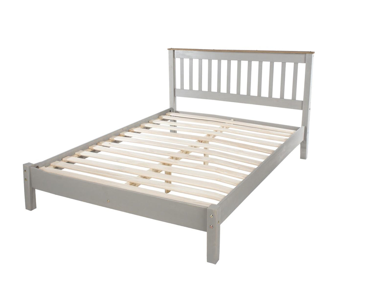 Corona Double Slatted LFE Bed - Grey