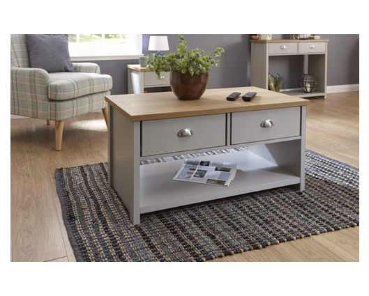 Lancaster 2 Drawer Coffee Table Grey