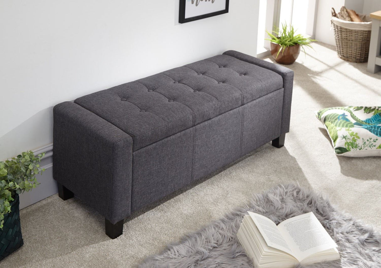 Verona ottoman bench charcoal grey fabric