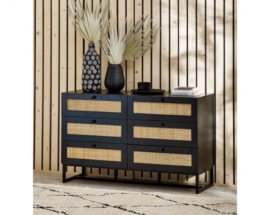Padstow 6 Drawer Chest - Black