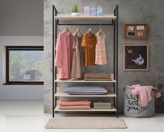 Zahra Open Wardrobe with 4 Shelves