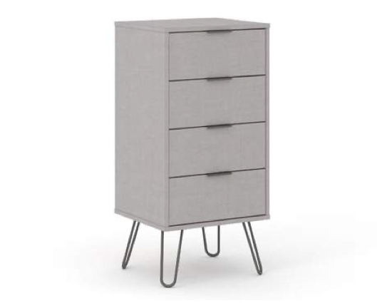 Augusta Grey 4 Drawer Narrow Chest of Drawers