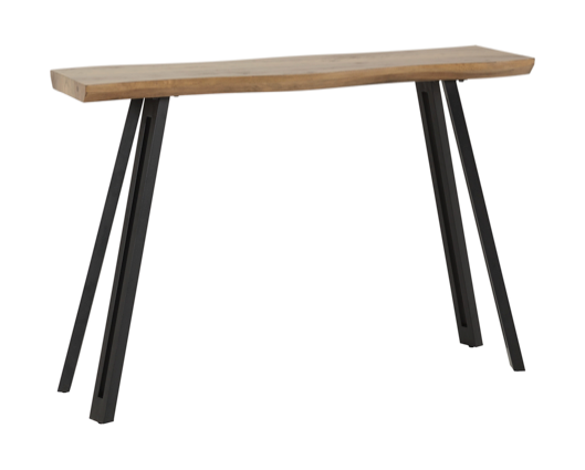 Quebec Wave Edge Console Table - Medium Oak Effect/Black