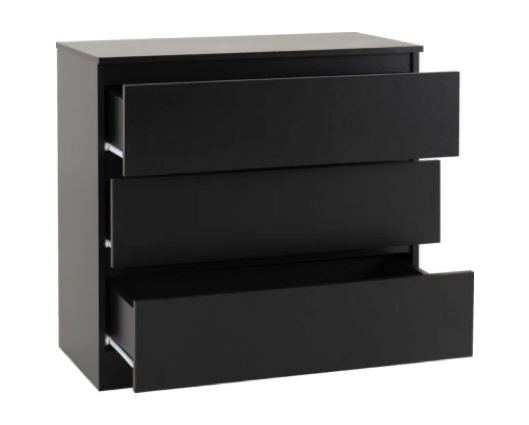 Malvern 3 Drawer Chest - Black