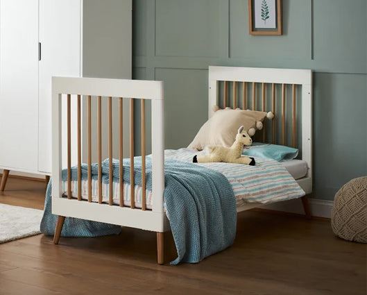 Maya Cot Bed - White with Natural