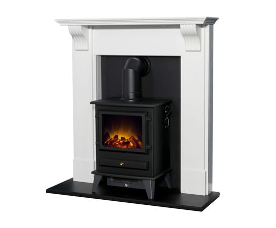 Harrogate in White & Black with Hudson Stove