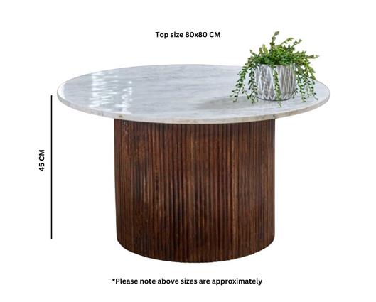 Opal Mango Wood Coffee Table With Marble Top