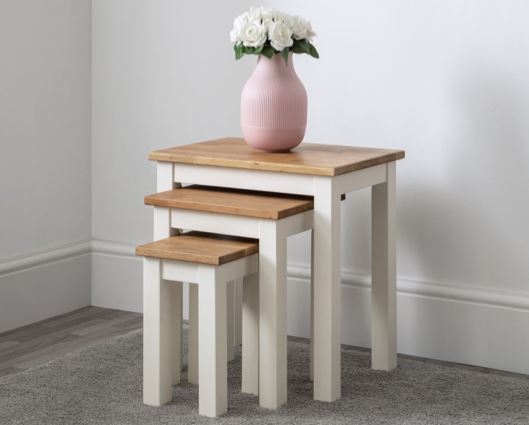 COXMOOR NEST OF 3 TABLES - WHITE & OAK