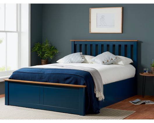 Phoenix Small Double Ottoman Bed - Navy Blue