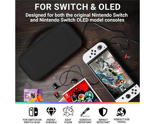 Nintendo Switch OLED Neon Console with Orzly Protective Carry Case