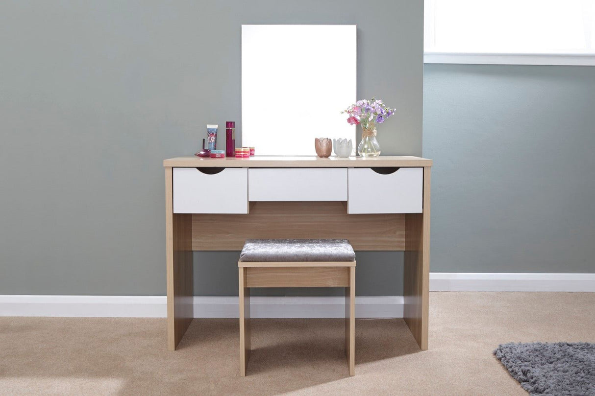 Elizabeth dressing table set oak + white