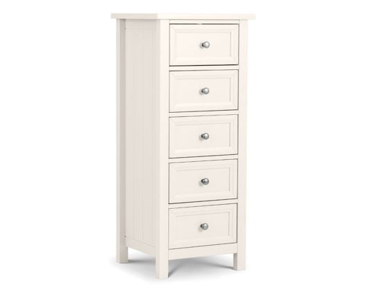 MAINE 5 DRAWER TALL CHEST - SURF WHITE
