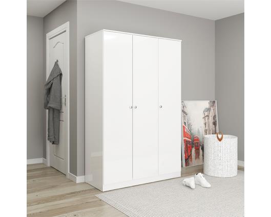 DENVER 3 DOOR WARDROBE - WHITE GLOSS