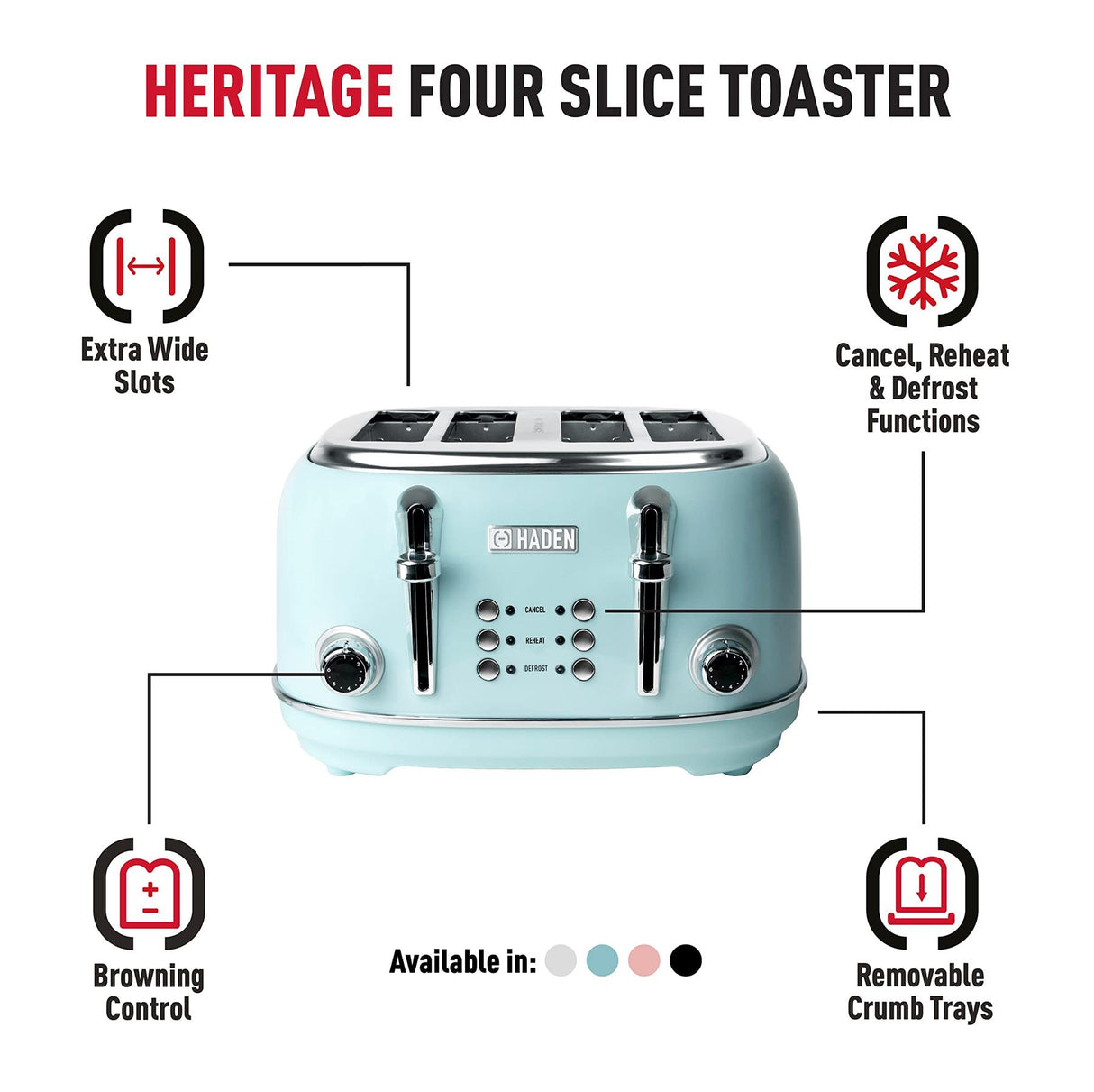 Haden Heritage 4 Slice Toaster Turquoise