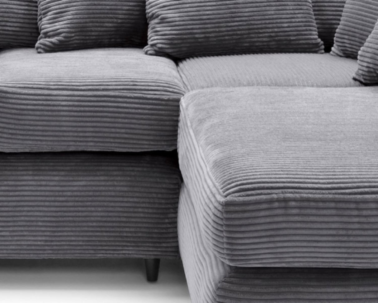 Jumbo Cord Right Hand Facing Corner Sofa-Grey