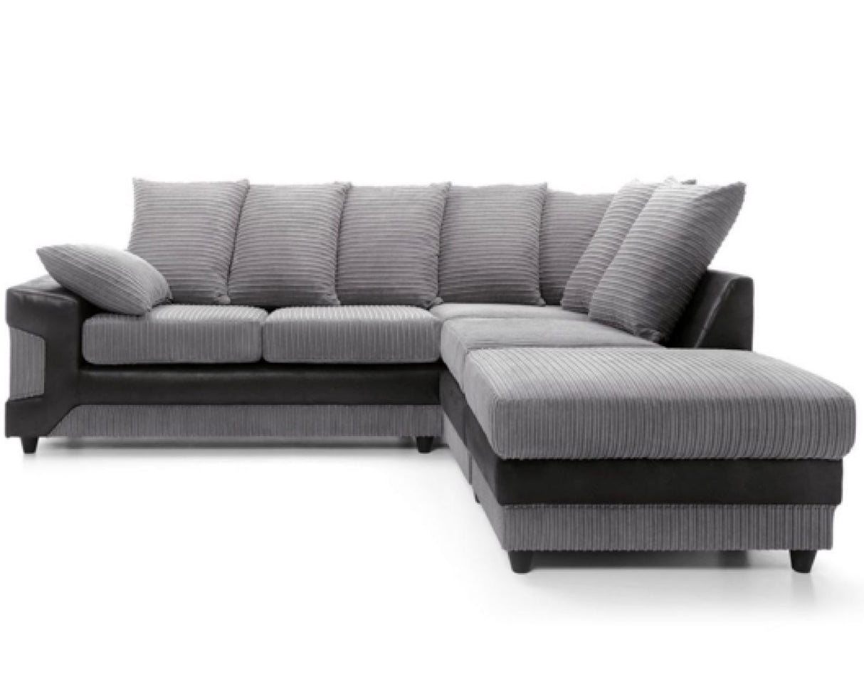 Dino Right Hand Facing Corner Sofa- Black & Charcoal