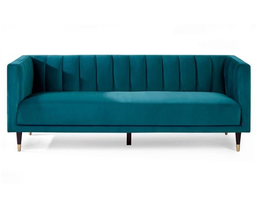 SALMA SCALLOPED BACK 3 SEATER - TEAL