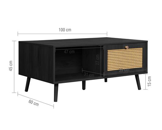 Croxley Rattan Coffee Table - Black