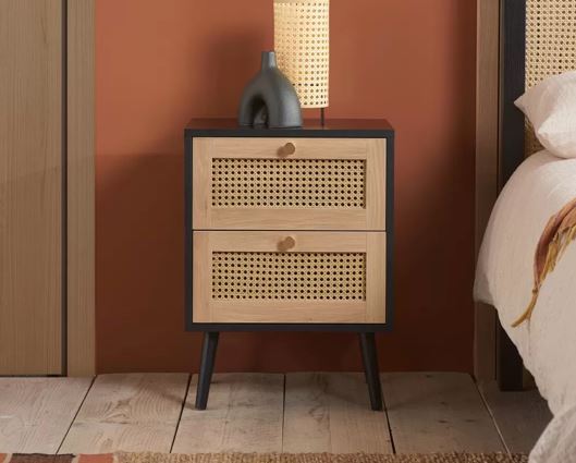 Croxley 2 Drawer Rattan Bedside