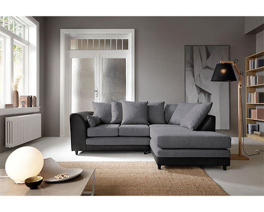 Dylan Right Hand Facing Corner Sofa-Black & Charcoal