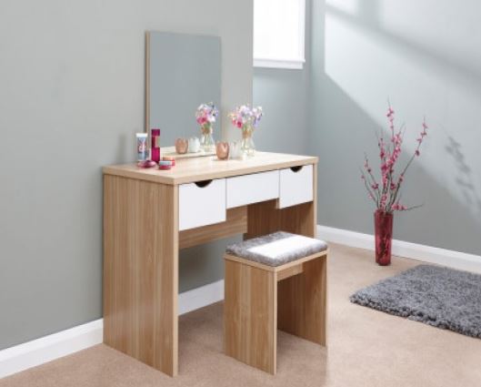 Elizabeth dressing table set oak + white