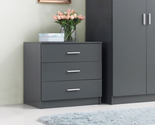 3 Drawer Chest - Dark Grey