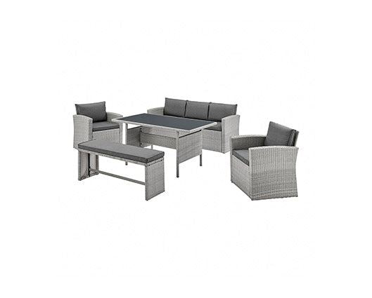 Two Tone Grey Rattan Dark Grey Cushions 5Pcs Sofa