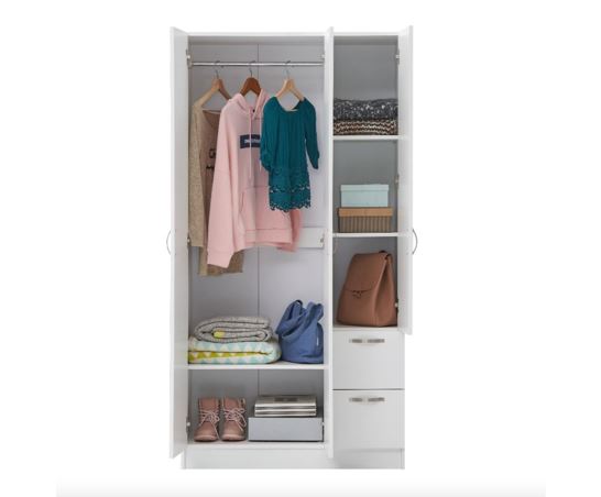 Essentials 3 Door Double Wardrobe White