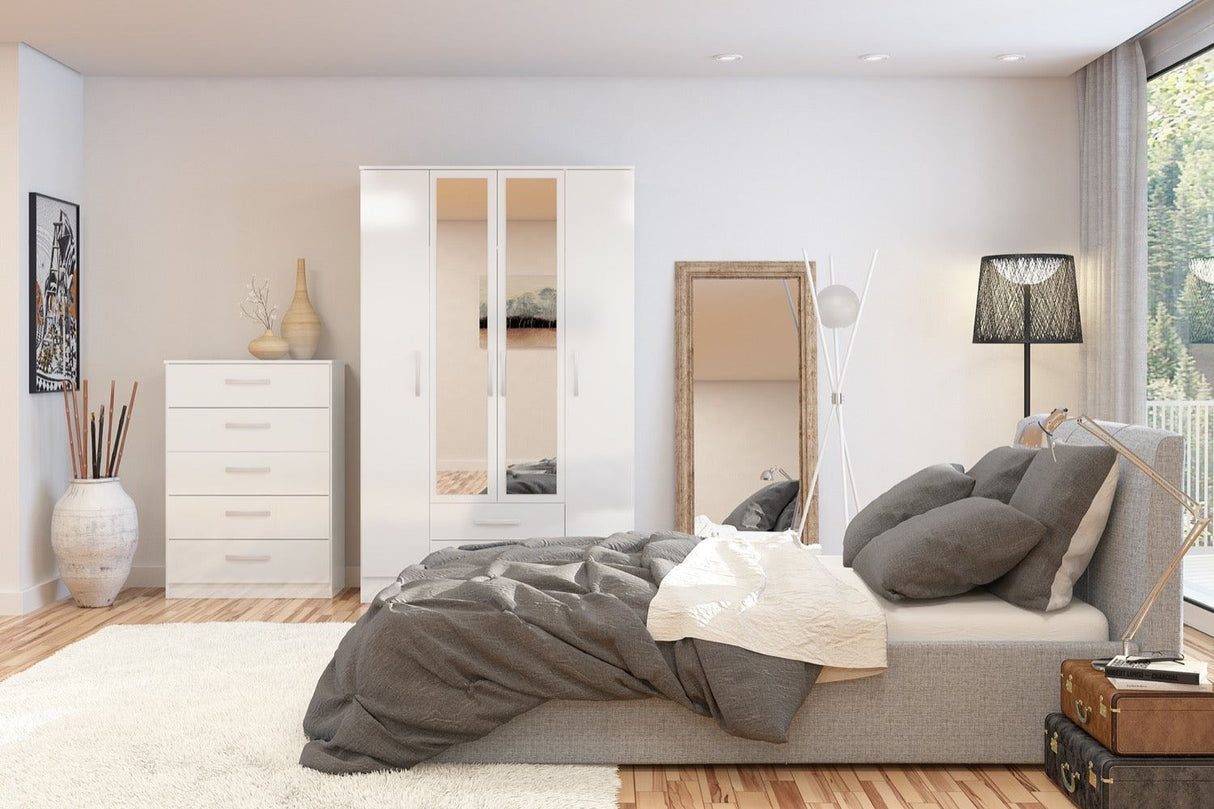 Lynx 4 Door 2 Drawer Wardrobe With Mirror