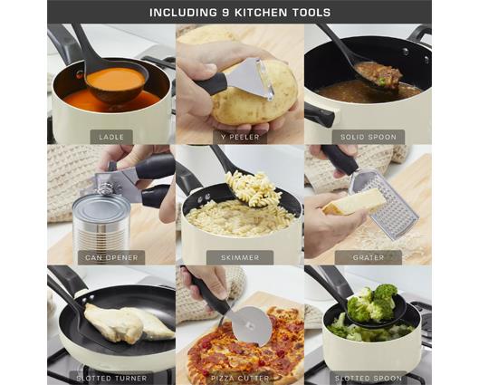 Townhouse 14 Piece Pan and Tool Set - Cream