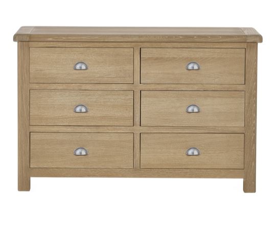Memphis Limed Oak 6 Drawer Wide Chest
