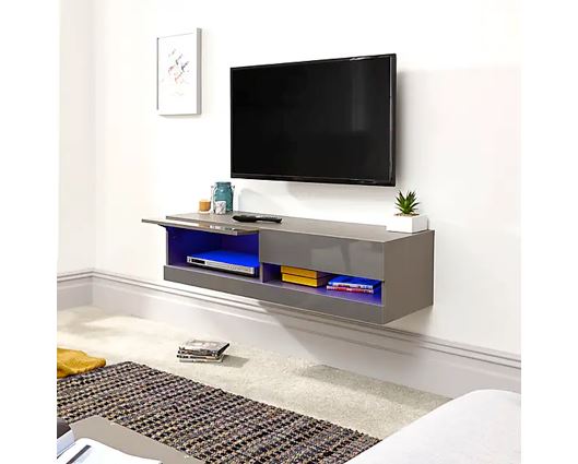 Galicia 120cm wall tv unit with led grey