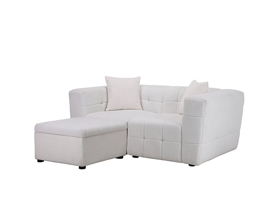 Milo 2 Seater Sofa With Footstool- White