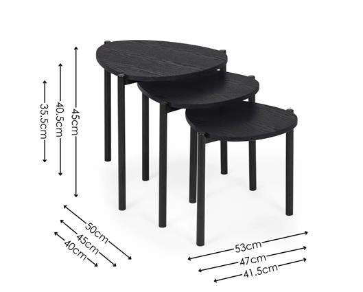 Lorette Teardrop Nesting Side Table Black Ash