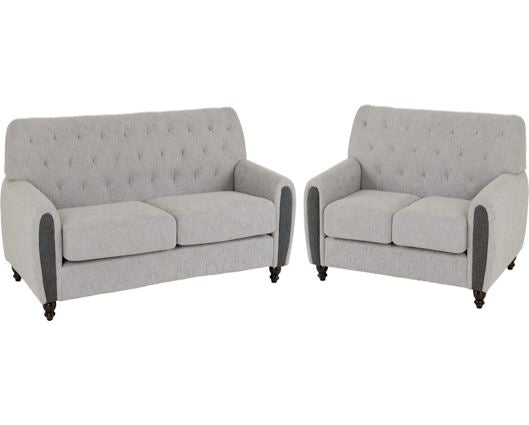 Chester 3+2 Suite - Light Grey Fabric