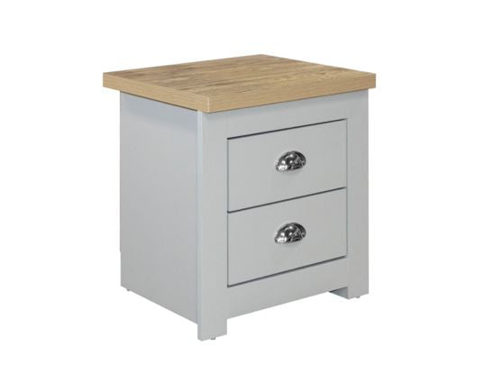 Highgate 2 Drawer Bedside-Grey
