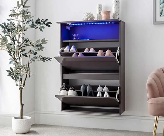 Galicia Wall Hanging Two Tier Shoe Cabinet Grey