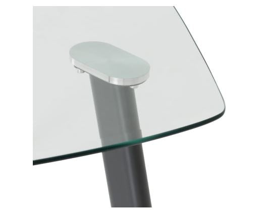 Abbey Dining Set - Clear Glass/Grey/Grey Faux Leather