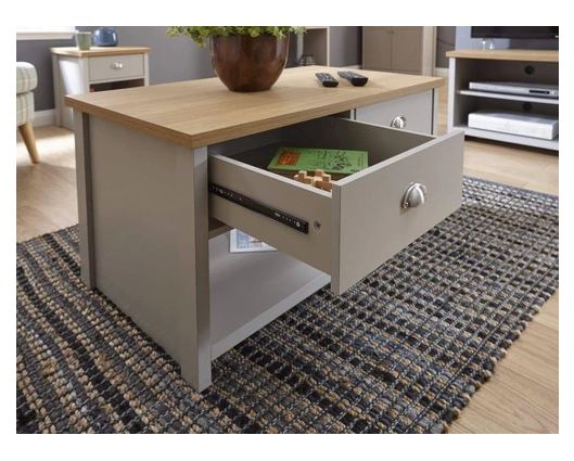 Lancaster 2 Drawer Coffee Table Grey