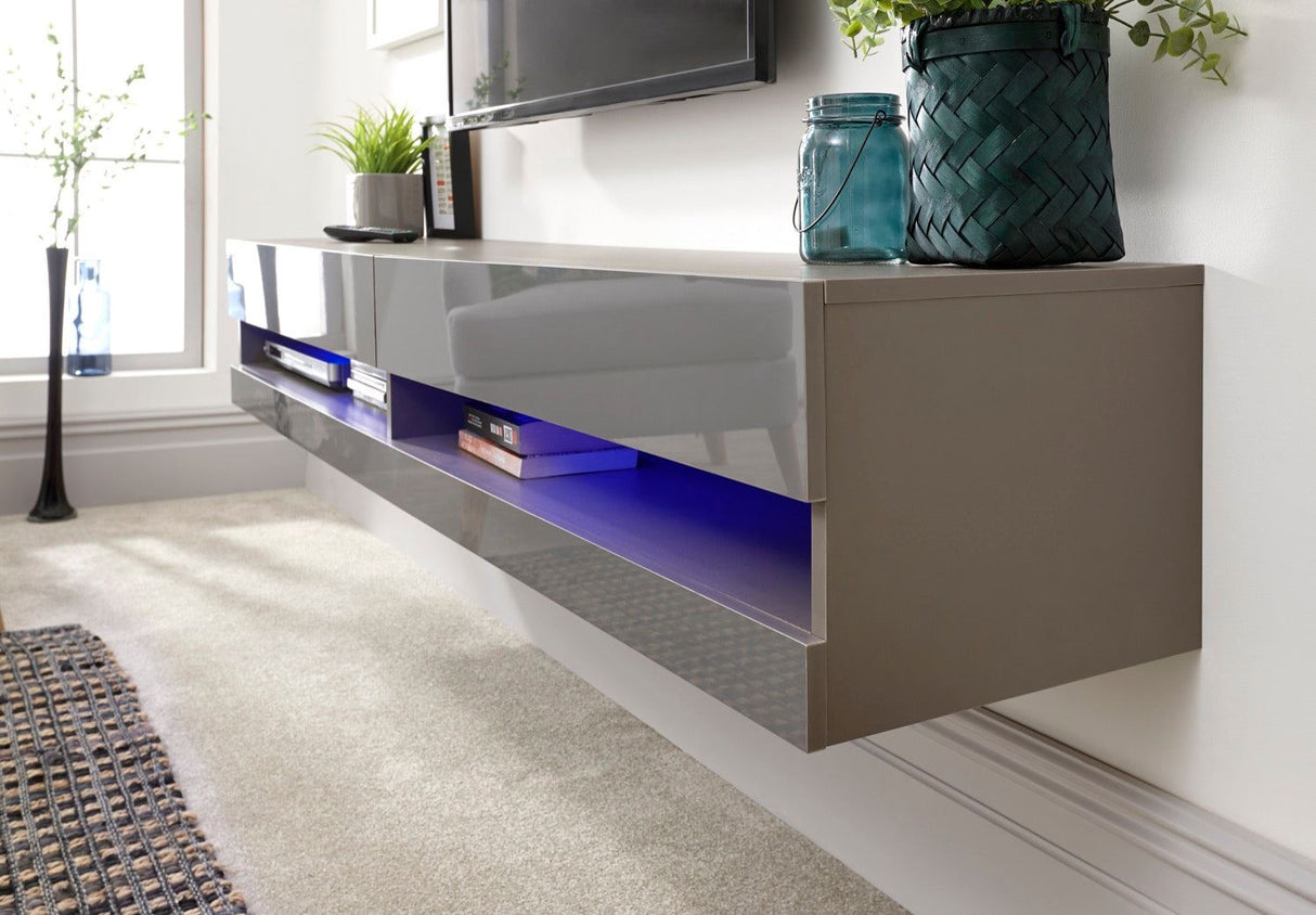 Galicia 180cm Wall TV Unit with LED Grey