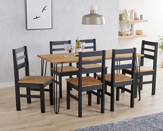 Augusta large dining table + 6 linea chair Set, 1xASTB3 + 3xCRB107(pairs)