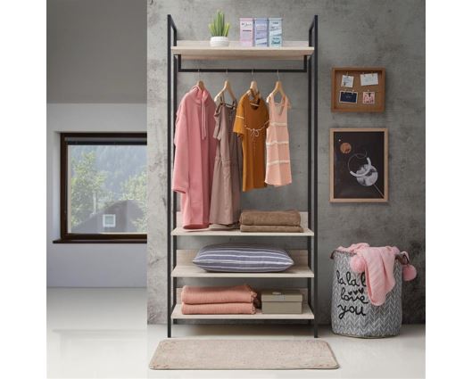 Zahra 3 Piece Bedroom Furniture Set Open Wardrobes