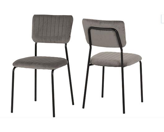 SHELDON DINING CHAIR (X4 PER BOX) - GREY VELVET FABRIC