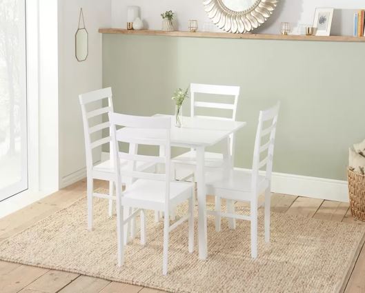 Stonesby Dining Set with 4x Upton Chairs White