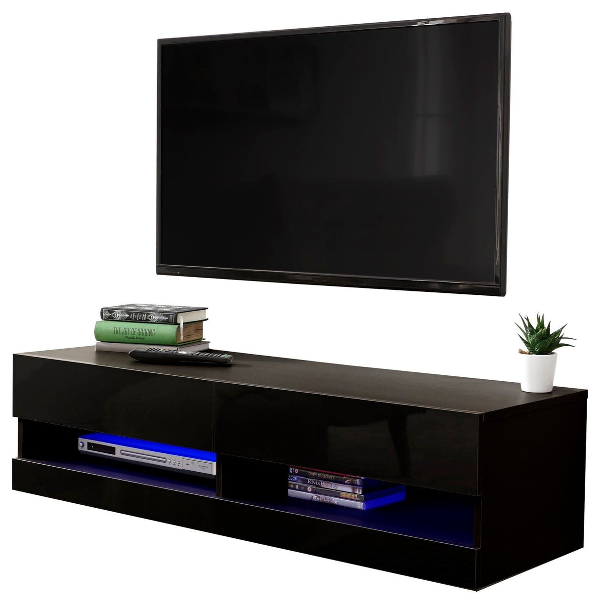 Galicia 120cm wall tv unit with led black